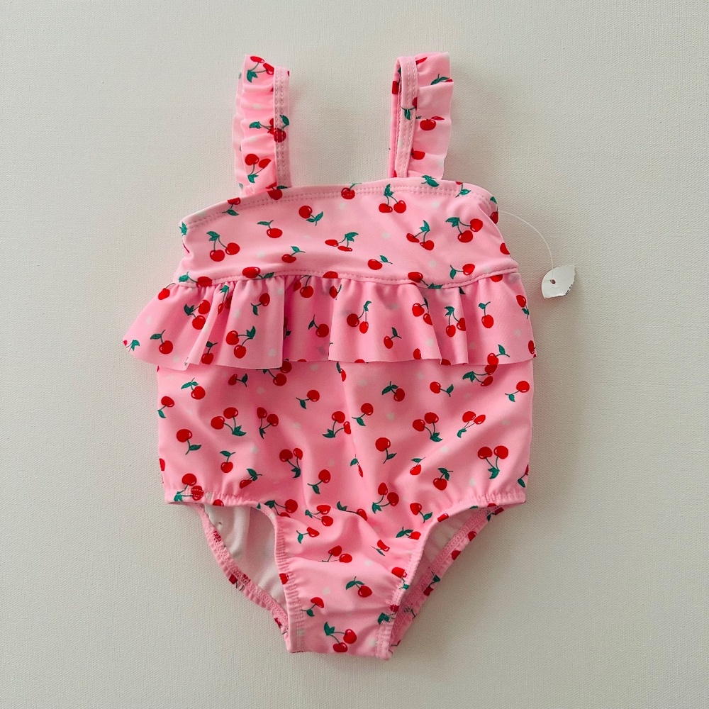 Baby Girl 12 Months Pink Cherry Swimsuit